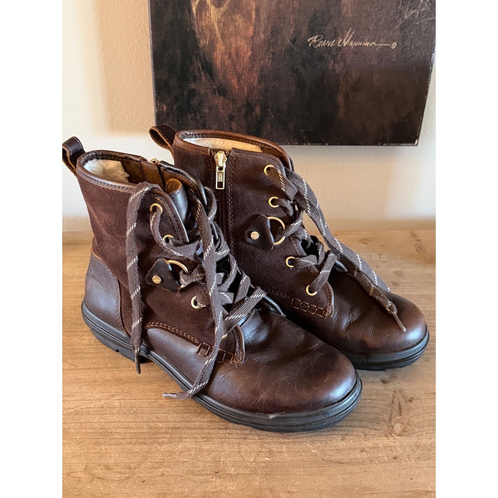 UGG Adirondack III Hiker Boots Dark Brown Leather Suede Winter 1130‎ USA 7